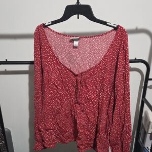 Ava & Viv Red Dotted Blouse